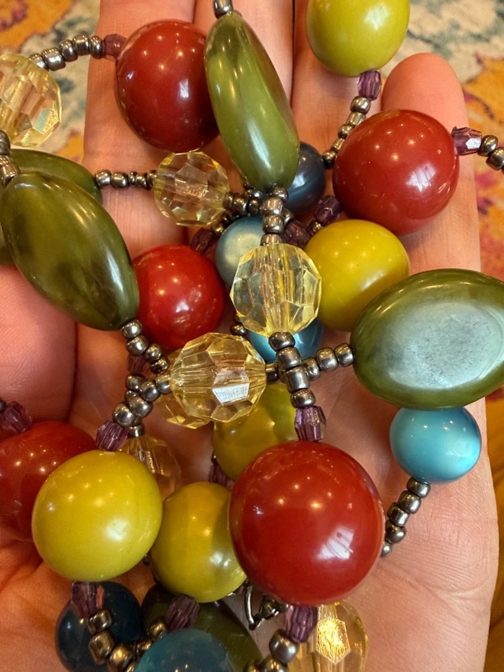 Vintage Multicolor Beaded Women's Necklace - Bold Colorful Statement